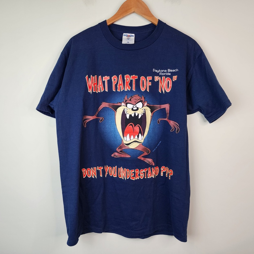 VTG 1996 Taz Daytona Beach Florida T-Shirt Mens Large Navy Jerzees Looney Tunes - Picture 1 of 6